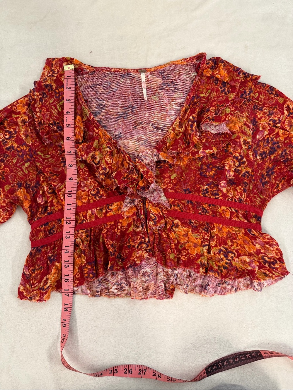 Free People Rudi Ruffle Top sz m - Picture 6 of 8